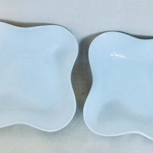 2 Crate & Barrel Ramekin scalloped edge dishes, White Cups for sauces, dips, etc